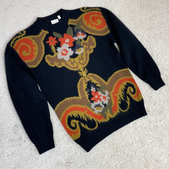 Vintage Mondi Wool Angora Blend Floral Filigree Design Crewneck Sweater - Picture 15 of 15